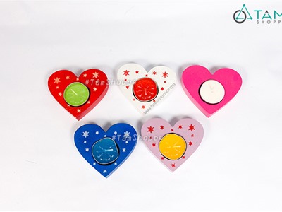 Chân nến trái tim gỗ 